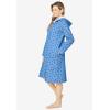 Dreams & Co. Plus Size Short Hooded Sweatshirt Robe(French Blue Star Moon)