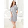 Dreams & Co. Plus Size Short Hooded Sweatshirt Robe(Heather Grey)