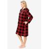 Dreams & Co. Plus Size Short Hooded Sweatshirt Robe(Red Buffalo Plaid)