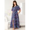 Dreams & Co. Plus Size wrap Lounger(Evening Blue Paisley Floral)