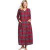 Only Necessities Plus Size Flannel Plaid Lounger(Classic Red Plaid)
