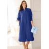 Only Necessities Plus Size Fleece Snap-Front Robe(Deep Teal)