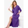 Only Necessities Plus Size Long Snap-Front Knit Lounger(Plum Burst)