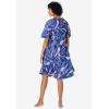 Only Necessities Plus Size Short Sweeping Printed Lounger(Caribbean Blue Tie Dye)