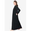 Only Necessities Plus Size Smocked Velour Long Robe(Black)
