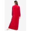 Only Necessities Plus Size Smocked Velour Long Robe(Classic Red)