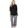 Only Necessities Plus Size Thermal PJ Set(Black Plaid)