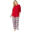 Only Necessities Plus Size Thermal PJ Set(Red White Plaid)