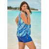 Swimsuits For All Swim 365 Women’s Plus Size Chlorine Resistant Swim Tank Coverup with Side Ties(Dream Blue Tie Dye)