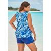 Swimsuits For All Swim 365 Women’s Plus Size Chlorine Resistant Swim Tank Coverup with Side Ties(Multi Underwater Tie Dye)