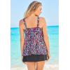 Swimsuits For All Swim 365 Women’s Plus Size Flowy Tankini Top(Black White Graphic Floral)