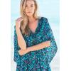 Swimsuits For All Swim 365 Women’s Plus Size Jeweled Caftan(Blue Tropical Floral)