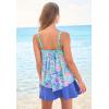 Swimsuits For All Swim 365 Women’s Plus Size Mesh Double-Tier Tankini Top(Rainbow Tie Dye Palm)