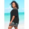 Swimsuits For All Swim 365 Women’s Plus Size Off-The-Shoulder Cover Up(Black Multi)