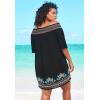 Swimsuits For All Swim 365 Women’s Plus Size Off-The-Shoulder Cover Up(Black Multi)