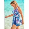 Swimsuits For All Swim 365 Women’s Plus Size Side-Slit Swim Dress(Bright Fuchsia Leaf)