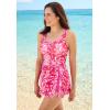 Swimsuits For All Swim 365 Women’s Plus Size Side-Slit Swim Dress(Cherry Animal Abstract)