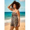 Swimsuits For All Swim 365 Women’s Plus Size Two-Piece Flyaway Swim Dress(Pink Mixed Snake)