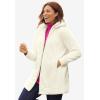 Woman Within Plus Size Fleece Hooded Jacket Long Oversized Zip-Up Fuzzy Hoodie(Deep Claret)