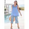 Woman Within Plus Size Linen Capri (Petite Available)(Natural Khaki Stripe)