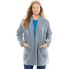Woman Within Plus Size Microfleece Cardigan Shawl Collar Oversized Long Open Jacket(Navy)