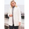Woman Within Plus Size Microfleece Cardigan Shawl Collar Oversized Long Open Jacket(Plum Purple)