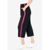 Woman Within Plus Size Petite Side-Stripe Cotton French Terry Capri(Black Raspberry Sorbet)