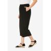 Woman Within Plus Size Pull-On Elastic-Waist Soft Capri(Black)