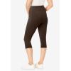 Woman Within Plus Size Stretch-Cotton Knit Pull-On Pocket Capri Leggings(Chocolate)