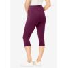 Woman Within Plus Size Stretch-Cotton Knit Pull-On Pocket Capri Leggings(Deep Claret)