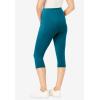 Woman Within Plus Size Stretch-Cotton Knit Pull-On Pocket Capri Leggings(Deep Teal)