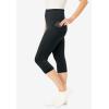 Woman Within Plus Size Stretch-Cotton Knit Pull-On Pocket Capri Leggings(Heather Charcoal)