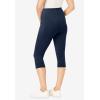 Woman Within Plus Size Stretch-Cotton Knit Pull-On Pocket Capri Leggings(Navy)