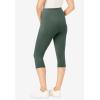 Woman Within Plus Size Stretch-Cotton Knit Pull-On Pocket Capri Leggings(Pine)