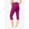 Woman Within Plus Size Stretch-Cotton Knit Pull-On Pocket Capri Leggings(Raspberry)
