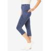 Woman Within Plus Size Stretch-Cotton Knit Pull-On Pocket Capri Leggings(Stone Wash)