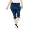 Woman Within Plus Size Stretch-Cotton Knit Pull-On Printed Capri Leggings(Black Abstract)