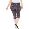 Woman Within Plus Size Stretch-Cotton Knit Pull-On Printed Capri Leggings(Chocolate Batik)