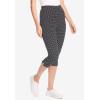 Woman Within Plus Size Stretch-Cotton Knit Pull-On Printed Capri Leggings(Waterfall Dots)