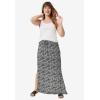 ellos Plus Size Knit Maxi Skirt(Black White Floral)