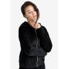 ellos Plus Size Velour Hooded Sweatshirt(Black)