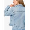 ellos Women’s Plus Size Classic Denim Jacket Oversized Jean Jacket(Light Blue Stonewash)
