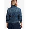 ellos Women’s Plus Size Classic Denim Jacket Oversized Jean Jacket(Light Blue Stonewash)