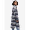 ellos Women’s Plus Size Wool Blend Long Shirt Jacket Oversized Shacket(Black Ivory Plaid)