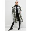 ellos Women’s Plus Size Wool Blend Long Shirt Jacket Oversized Shacket(Black Ivory Plaid)