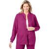 Comfort Choice Plus Size Snap Front Scrub Jacket(Raspberry)