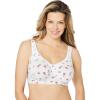 Comfort Choice Women’s Plus Size Wireless Leisure Bra(White Ditsy)
