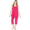 Dreams & Co. Plus Size 2-Piece Terry Tank And Capri Sleep Set(Pink Burst)