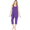 Dreams & Co. Plus Size 2-Piece Terry Tank And Capri Sleep Set(Plum Burst)
