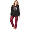 Dreams & Co. Plus Size Cozy Pajama Set(Classic Red Buffalo Plaid Wreath)